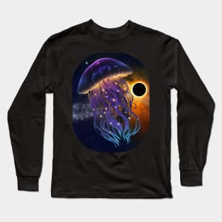 Cosmic Jellyfish - Bioluminescence and Black Hole Long Sleeve T-Shirt